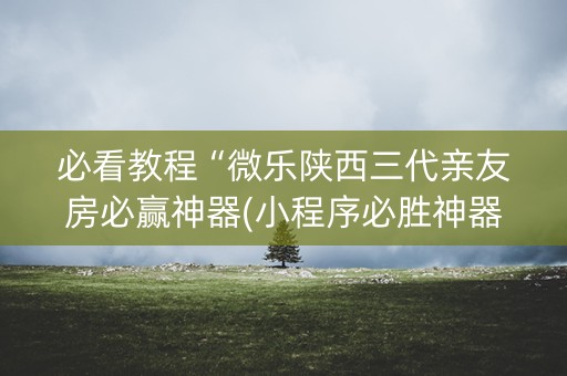 必看教程“微乐陕西三代亲友房必赢神器(小程序必胜神器)