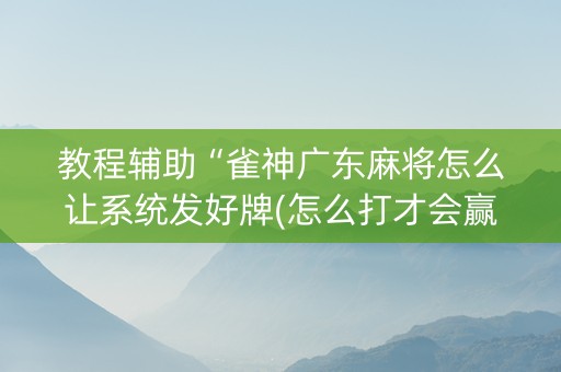 教程辅助“雀神广东麻将怎么让系统发好牌(怎么打才会赢)