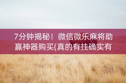 7分钟揭秘！微信微乐麻将助赢神器购买(真的有挂确实有挂)