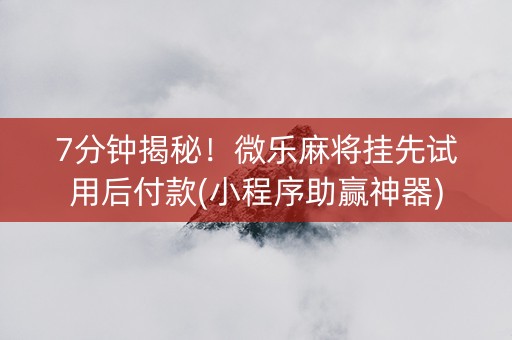 7分钟揭秘！微乐麻将挂先试用后付款(小程序助赢神器)