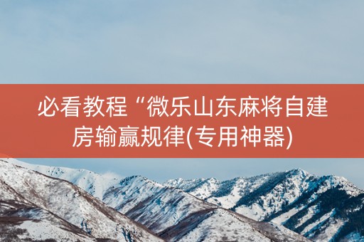 必看教程“微乐山东麻将自建房输赢规律(专用神器)
