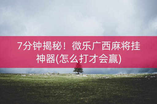 7分钟揭秘！微乐广西麻将挂神器(怎么打才会赢)