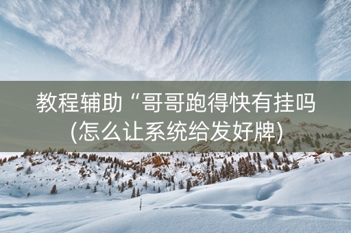 教程辅助“哥哥跑得快有挂吗(怎么让系统给发好牌)