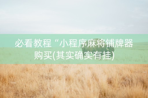 必看教程“小程序麻将铺牌器购买(其实确实有挂)