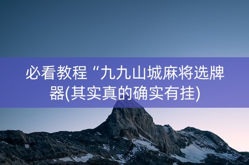 必看教程“九九山城麻将选牌器(其实真的确实有挂)