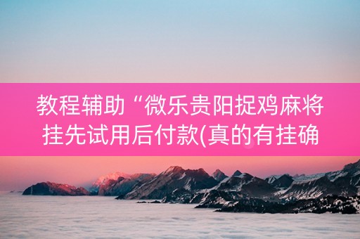 教程辅助“微乐贵阳捉鸡麻将挂先试用后付款(真的有挂确实有挂)