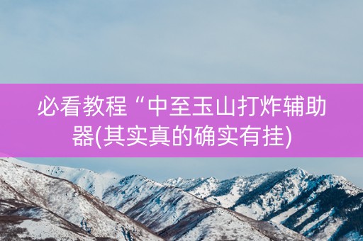 必看教程“中至玉山打炸辅助器(其实真的确实有挂)