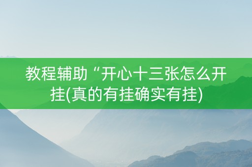 教程辅助“开心十三张怎么开挂(真的有挂确实有挂)