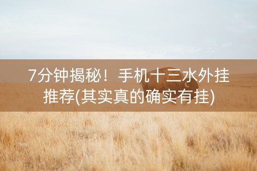 7分钟揭秘！手机十三水外挂推荐(其实真的确实有挂)