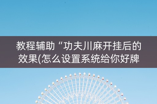 教程辅助“功夫川麻开挂后的效果(怎么设置系统给你好牌)