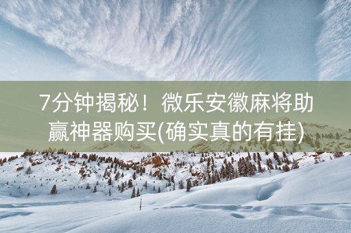 7分钟揭秘！微乐安徽麻将助赢神器购买(确实真的有挂)