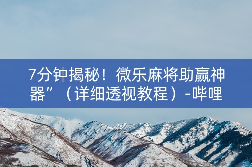 7分钟揭秘！微乐麻将助赢神器”（详细透视教程）-哔哩哔哩