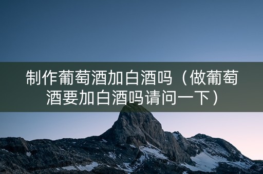 制作葡萄酒加白酒吗（做葡萄酒要加白酒吗请问一下）