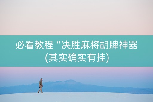 必看教程“决胜麻将胡牌神器(其实确实有挂)