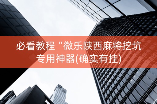 必看教程“微乐陕西麻将挖坑专用神器(确实有挂)