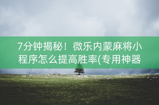 7分钟揭秘！微乐内蒙麻将小程序怎么提高胜率(专用神器)