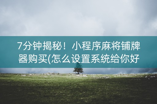 7分钟揭秘！小程序麻将铺牌器购买(怎么设置系统给你好牌)