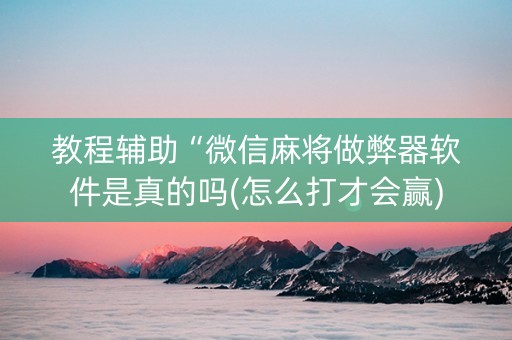 教程辅助“微信麻将做弊器软件是真的吗(怎么打才会赢)