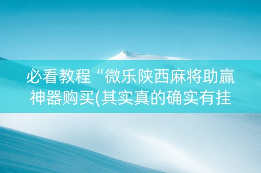 必看教程“微乐陕西麻将助赢神器购买(其实真的确实有挂)