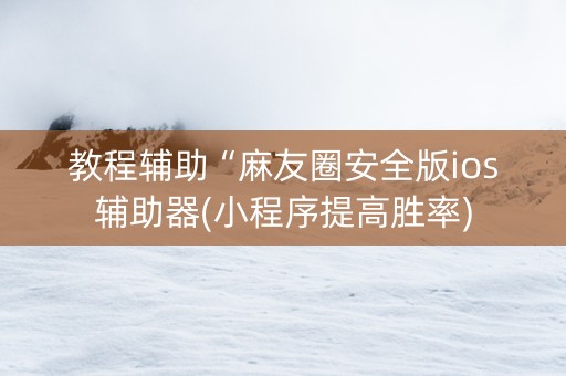 教程辅助“麻友圈安全版ios辅助器(小程序提高胜率)
