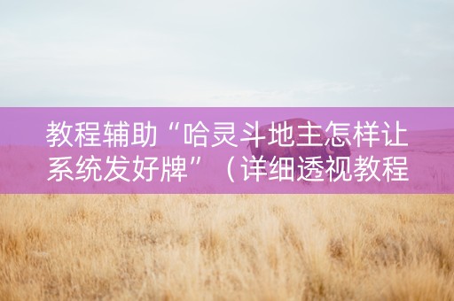 教程辅助“哈灵斗地主怎样让系统发好牌”（详细透视教程）-哔哩哔哩