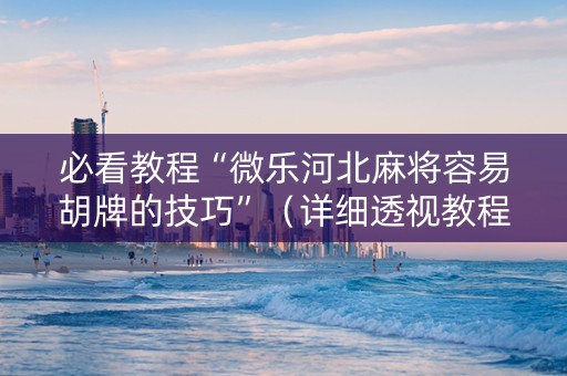 必看教程“微乐河北麻将容易胡牌的技巧”（详细透视教程）-哔哩哔哩