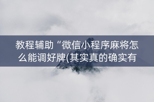 教程辅助“微信小程序麻将怎么能调好牌(其实真的确实有挂)