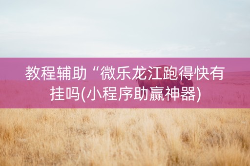 教程辅助“微乐龙江跑得快有挂吗(小程序助赢神器)