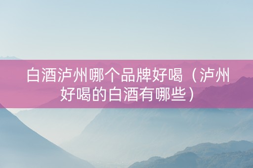 白酒泸州哪个品牌好喝（泸州好喝的白酒有哪些）