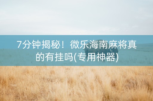 7分钟揭秘！微乐海南麻将真的有挂吗(专用神器)