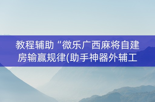 教程辅助“微乐广西麻将自建房输赢规律(助手神器外辅工具)