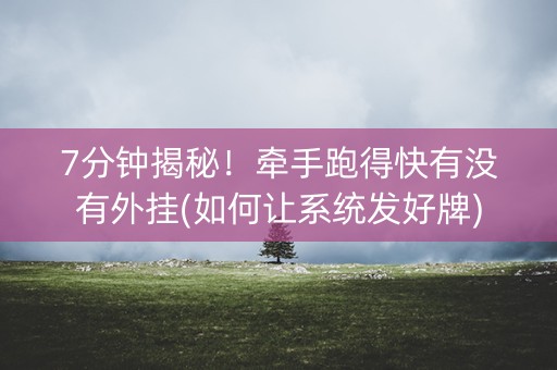 7分钟揭秘！牵手跑得快有没有外挂(如何让系统发好牌)