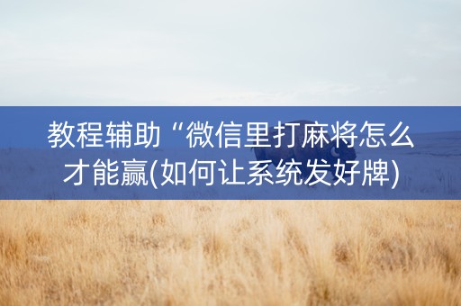 教程辅助“微信里打麻将怎么才能赢(如何让系统发好牌)