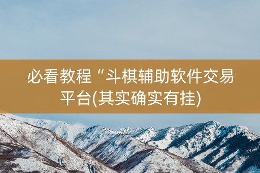 必看教程“斗棋辅助软件交易平台(其实确实有挂)