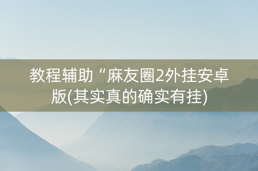 教程辅助“麻友圈2外挂安卓版(其实真的确实有挂)