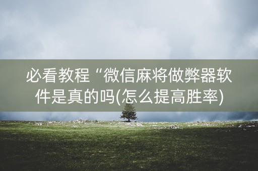 必看教程“微信麻将做弊器软件是真的吗(怎么提高胜率)