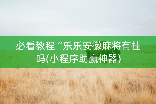 必看教程“乐乐安徽麻将有挂吗(小程序助赢神器)