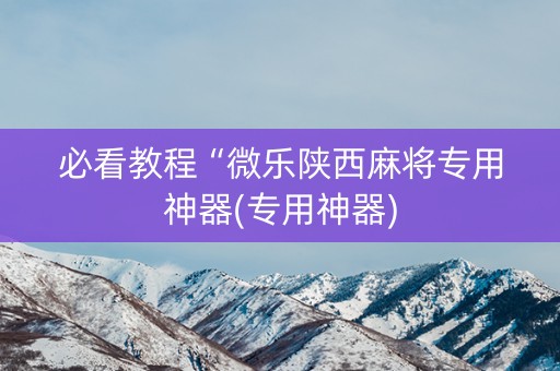 必看教程“微乐陕西麻将专用神器(专用神器)