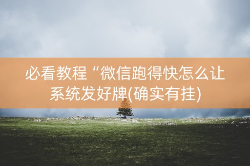 必看教程“微信跑得快怎么让系统发好牌(确实有挂)