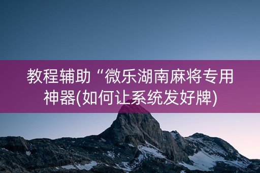 教程辅助“微乐湖南麻将专用神器(如何让系统发好牌)