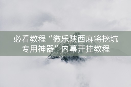 必看教程“微乐陕西麻将挖坑专用神器”内幕开挂教程