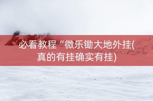 必看教程“微乐锄大地外挂(真的有挂确实有挂)