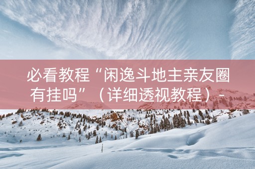 必看教程“闲逸斗地主亲友圈有挂吗”（详细透视教程）-哔哩哔哩