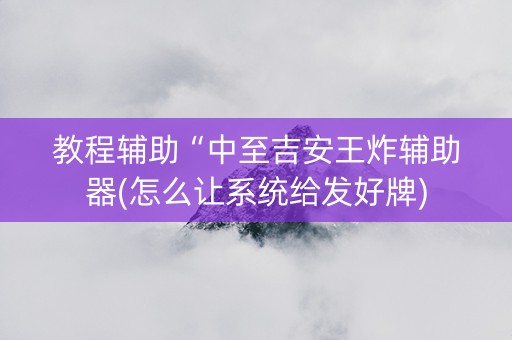 教程辅助“中至吉安王炸辅助器(怎么让系统给发好牌)