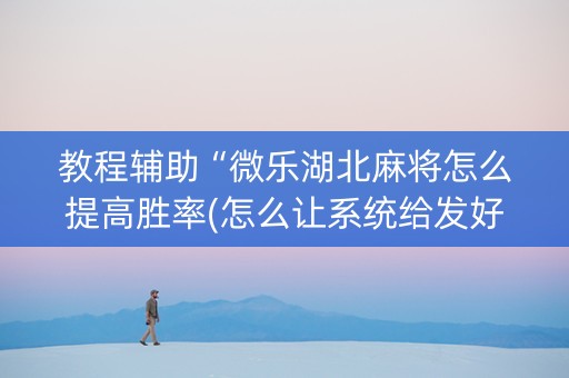 教程辅助“微乐湖北麻将怎么提高胜率(怎么让系统给发好牌)