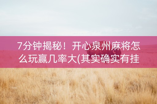 7分钟揭秘！开心泉州麻将怎么玩赢几率大(其实确实有挂)