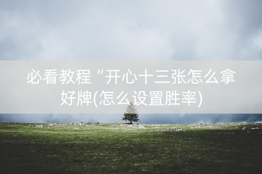 必看教程“开心十三张怎么拿好牌(怎么设置胜率)