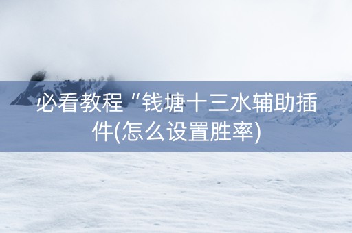 必看教程“钱塘十三水辅助插件(怎么设置胜率)
