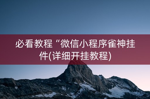 必看教程“微信小程序雀神挂件(详细开挂教程)