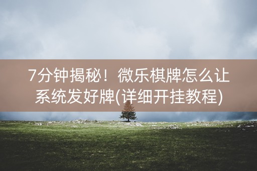 7分钟揭秘！微乐棋牌怎么让系统发好牌(详细开挂教程)